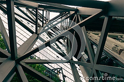 Heavy structural steel framing in supporting pattern Stock Photo