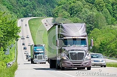 Heavy Traffic On Interstate Highway Stock Photo