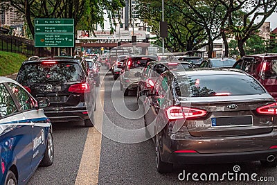 Heavy traffic jam in Bangsar Kuala LUmpur Editorial Stock Photo