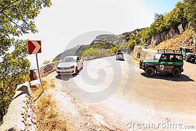 Heavy traffic on the mountain serpentine Editorial Stock Photo