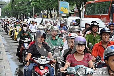 Heavy traffic in Saigon Editorial Stock Photo