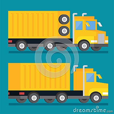 Heavy transport shipping truck. Transportation delivery icon. Flat design vector illustration. Vector Illustration