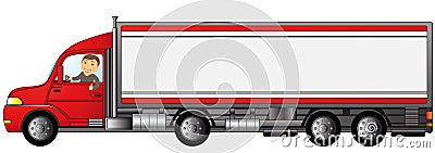 Heavy truck with man with space for text Vector Illustration