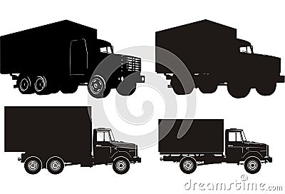 Heavy truck silhouette set Vector Illustration