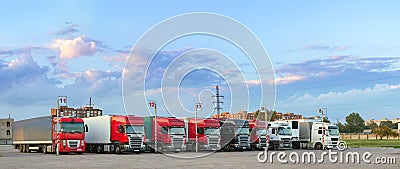 Heavy trucks with trailers Stock Photo