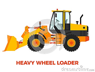 Heavy Wheel Loader Construction Vehicle on a white background Vector Illustration