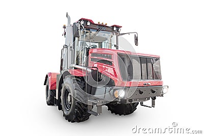 Heavy wheeled tractor isolated on white background Stock Photo