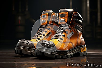 Heavyduty work boots with steel toes and slipresis Stock Photo