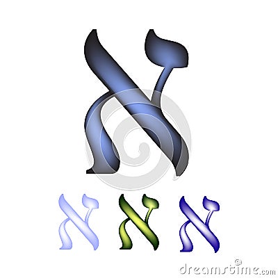 Hebrew font. The Hebrew language. The letter Aleph. Vector illustration on isolated background Vector Illustration