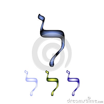 Hebrew font. The Hebrew language. The letter lamed. Vector illustration on isolated background Vector Illustration