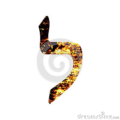 Hebrew letter Lamed. Shabby gold font. The Hebrew alphabet Vector Illustration