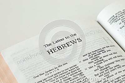 Hebrews Bible Book isolated on white background. A closeup Stock Photo