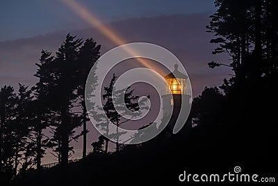 Heceta Head Lighthouse at night, built in 1892 Stock Photo