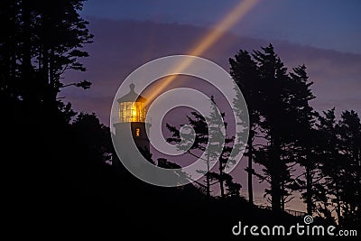 Heceta Head Lighthouse at night, built in 1892 Stock Photo