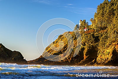 Heceta Lighthouse on the Oregon Coast Stock Photo