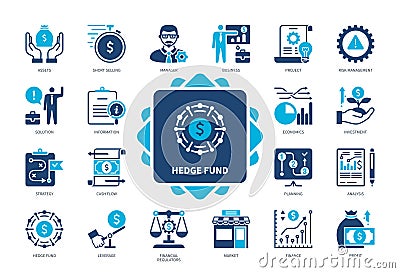 Hedge Fund solid icon set Stock Photo