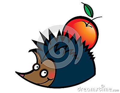 Hedgehog with Apple Vector Illustration