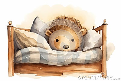 Hedgehog Babies in a Sweet Milk Bath Cartoon Illustration