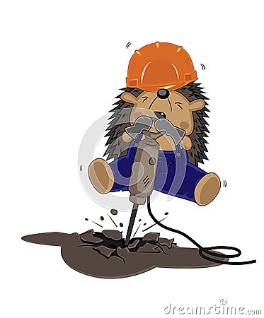 Hedgehog builder with mechanical pick Vector Illustration