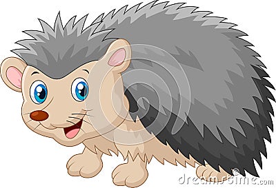 Hedgehog cartoon was looking to the side Vector Illustration