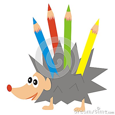 Hedgehog and crayons, colored funny vector illustrationHedgehog and crayons, colored funny vector illustration Vector Illustration