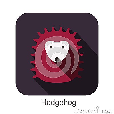 Hedgehog face flat icon design. Animal icons series Vector Illustration