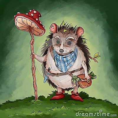 Hedgehog gatherer fantasy adventure children book illustration Cartoon Illustration