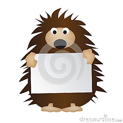 Hedgehog holding sign Vector Illustration