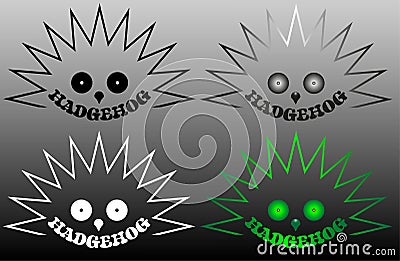 Hedgehog minimalist logo in various versions with the inscription Vector Illustration