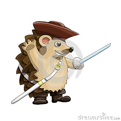 Hedgehog pirate with a saber Vector Illustration