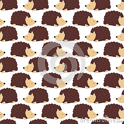 Hedgehog seamless vector background. Cute autumn pattern repeat with fall animals. Fall kids autumn forest pattern for textile, Vector Illustration