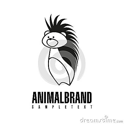 Hedgehog. Vector illustration of logo. Stylized, simplified and isolated cute animal Cartoon Illustration