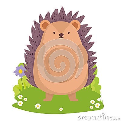 hedgehog wildlife cartoon Vector Illustration