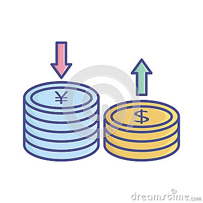 Hedging dollar flat vector icon which can easily modify or edit Vector Illustration
