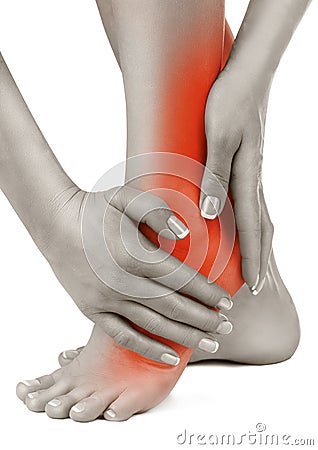 Heel pain Stock Photo