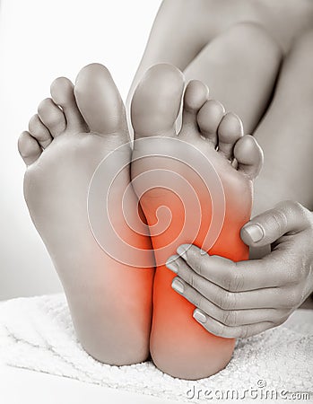 Heel pain Stock Photo