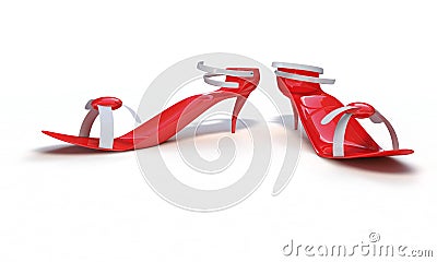 Heeled shoes on white, 3d render Stock Photo