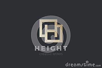 Letter H Logo design Luxury Fashion Elegant vector template Square shape style Vector Illustration