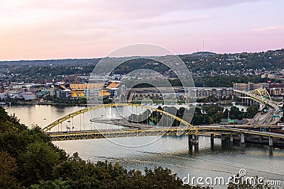 Heinz Field and Fort Pitt Bridge Editorial Stock Photo