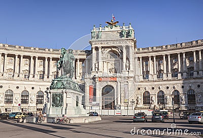 Heldenplatz and Imperial palace (Hofburg) in Vienna, Austria. Editorial Stock Photo