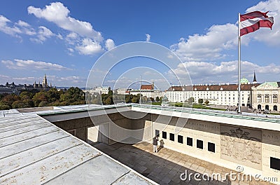 Heldenplatz Vienna with the Hofburg and the Memorial Hall Editorial Stock Photo