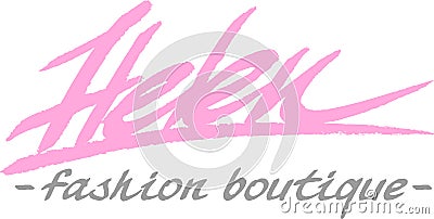 Helen.Pink lettering logo template. Vector Illustration