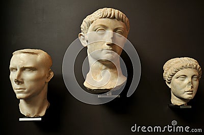 Helenistic noblemen statues dated 200 AD exhibited at the British Museum in London , United Kingdom Editorial Stock Photo