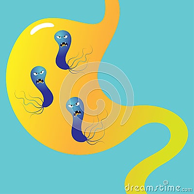 helicobacter pylori vector illustration Cartoon Illustration