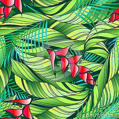 Heliconia tropical. Vector Illustration