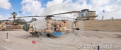 Helicopter Boeing AH-64D Saraf (Apache) displayed at the Israeli Air Force Museum Editorial Stock Photo