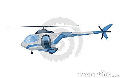 Helicopter cartoon aviation. Avia transportation with propeller isolated on white. Vector copter aircraft rotor plane Vector Illustration