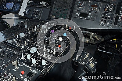 Helicopter cockpit instrumentation Stock Photo