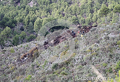 Helicopter crash in the Spanish island of Mallorca Editorial Stock Photo