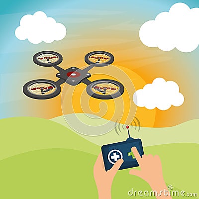 Helicopter drone design. technology icon, vector graphic Vector Illustration